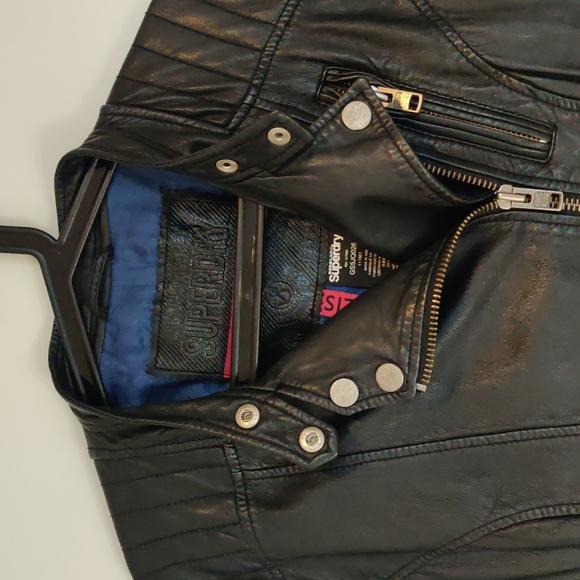 *host pick* SUPERDRY Angel Nappa Leather Biker Jacket. SIZE large. - Picture 2 of 9
